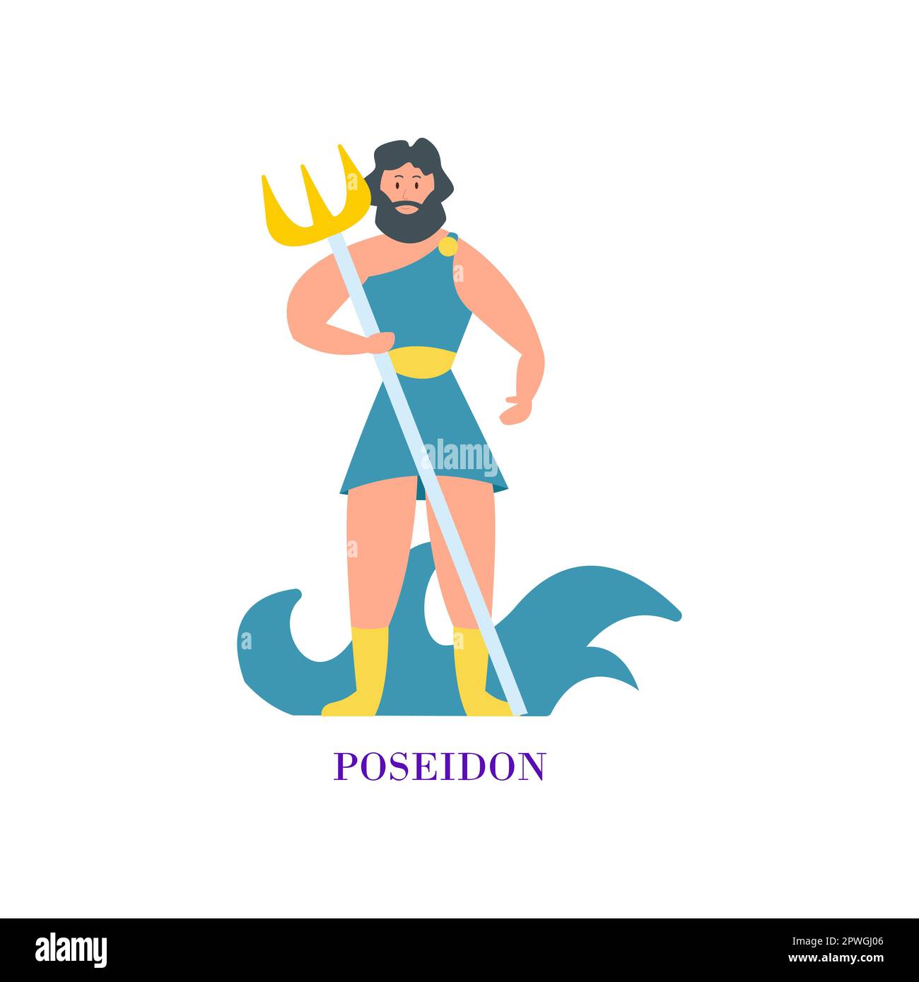 Antiguo dios griego Poseidón ilustración de dibujos animados Ilustración del Vector