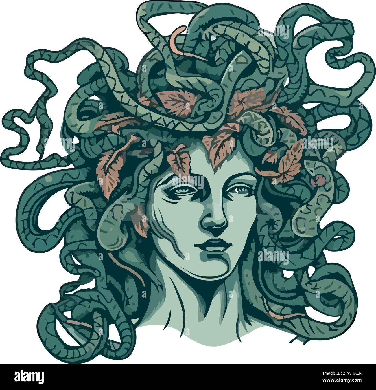 mitología medusa face Imagen Vector de stock - Alamy