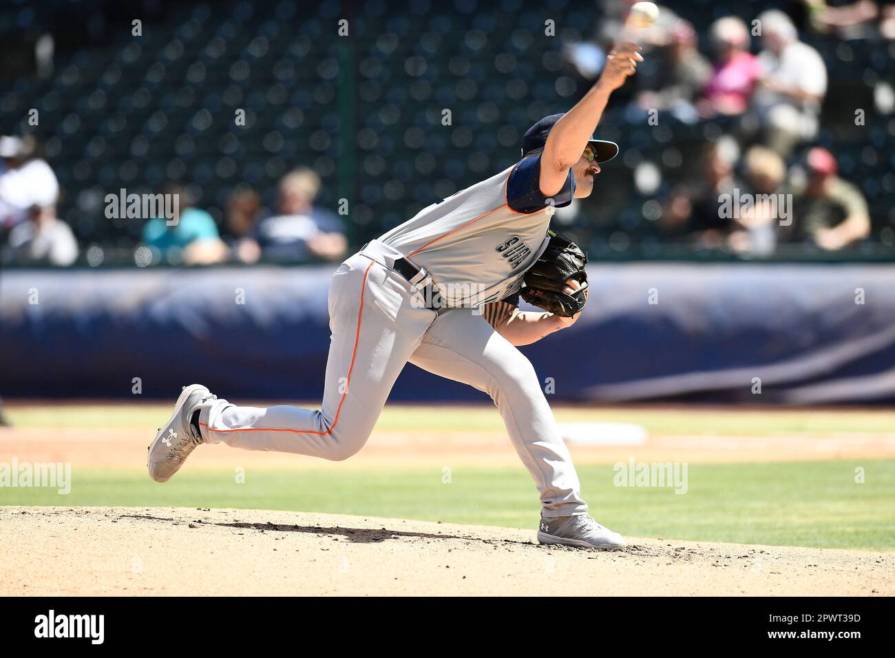 Starting Pitcher J P France (14) of the Sugar Land Space Cowboys