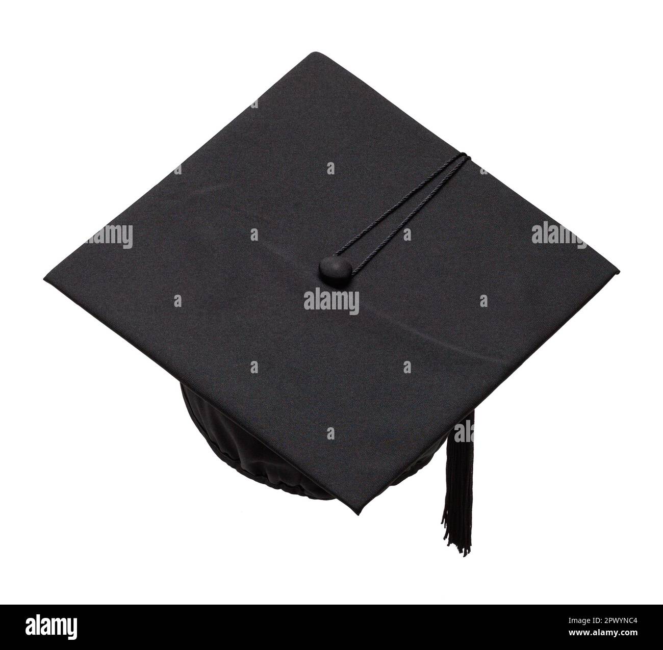Graduation Hat Back Side Cut hacia fuera en blanco. Foto de stock