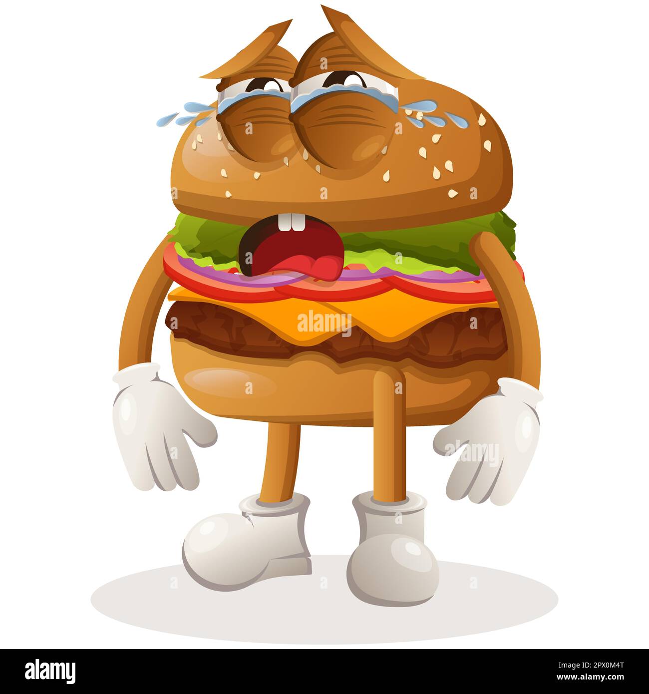 Lindo Diseño De La Mascota De Hamburguesa Llorando Burger Diseño De Personajes De Mascota De 5440