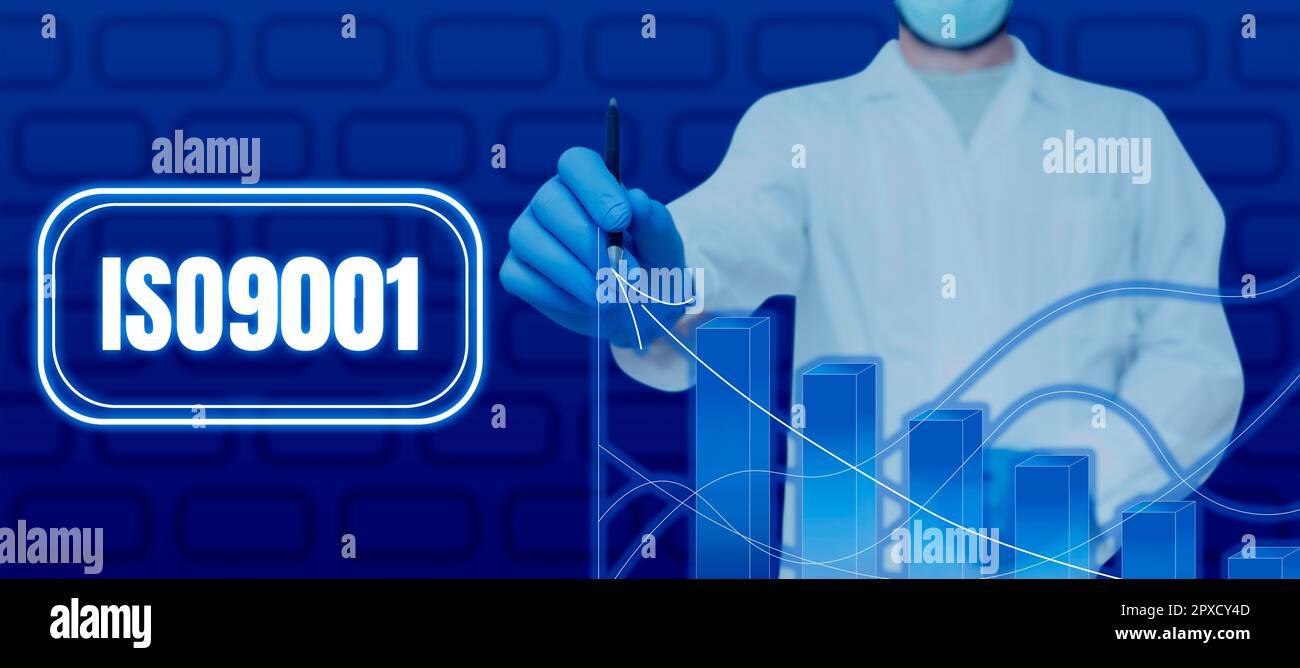 Exhibición conceptual ISO9001, concepto que significa el estándar