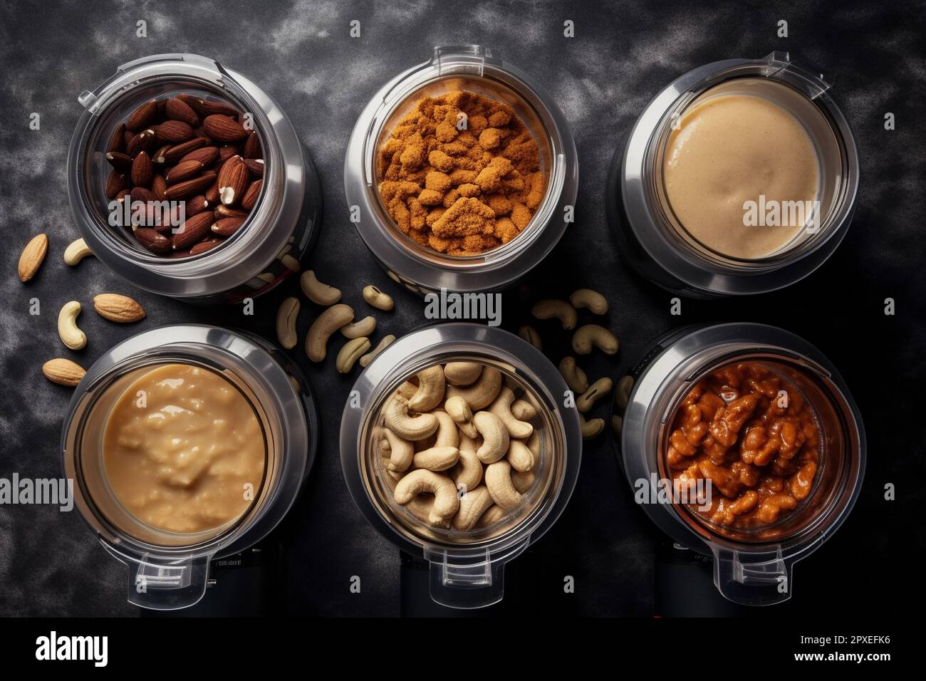 Un procesador de alimentos con diferentes tipos de mantequilla de maní  Fotografía de stock - Alamy