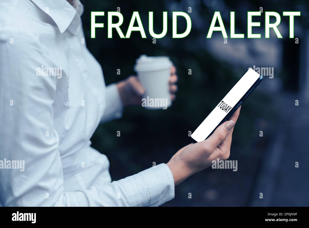 Escritura que muestra el texto Alerta de fraude, concepto que significa alerta de seguridad colocada en la cuenta de la tarjeta de crédito para la identidad robada Foto de stock