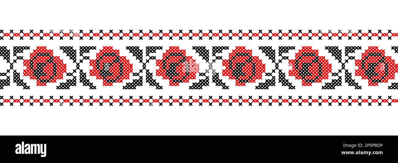 https://c8.alamy.com/compes/2pxpbdp/patron-ucraniano-de-rosas-de-punto-de-cruz-en-colores-rojo-y-negro-vector-ornamento-frontera-patron-folklore-ucraniano-bordado-floral-etnico-pixel-art-2pxpbdp.jpg