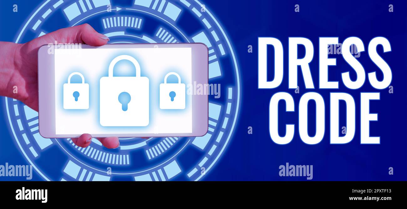 Letrero que muestra el código de vestimenta, concepto que significa una