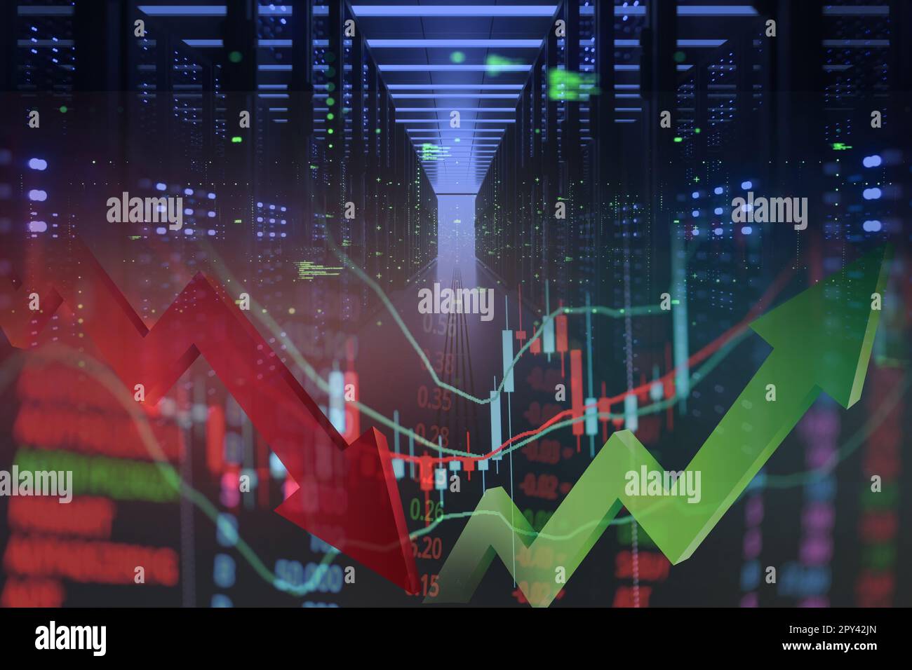Gráfico de mercado de valores análisis de trading inversión financiera, bolsa de valores gráfico de divisas financiero gráfico de mercado de valores gráfico de crisis de negocios crece Foto de stock