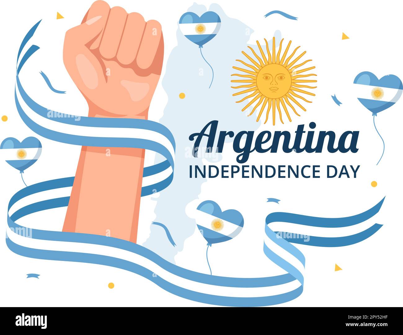 Feliz Día De La Independencia De Argentina El 9th De Julio Ilustración Vectorial Con Bandera 5154