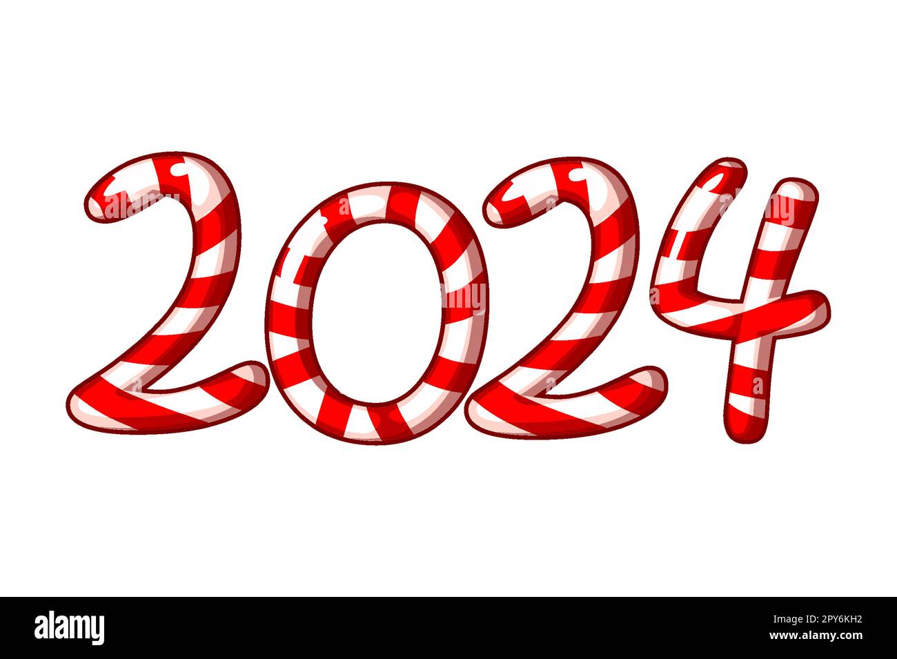 Feliz año nuevo 2024 como caramelo. Números de caramelo sobre fondo