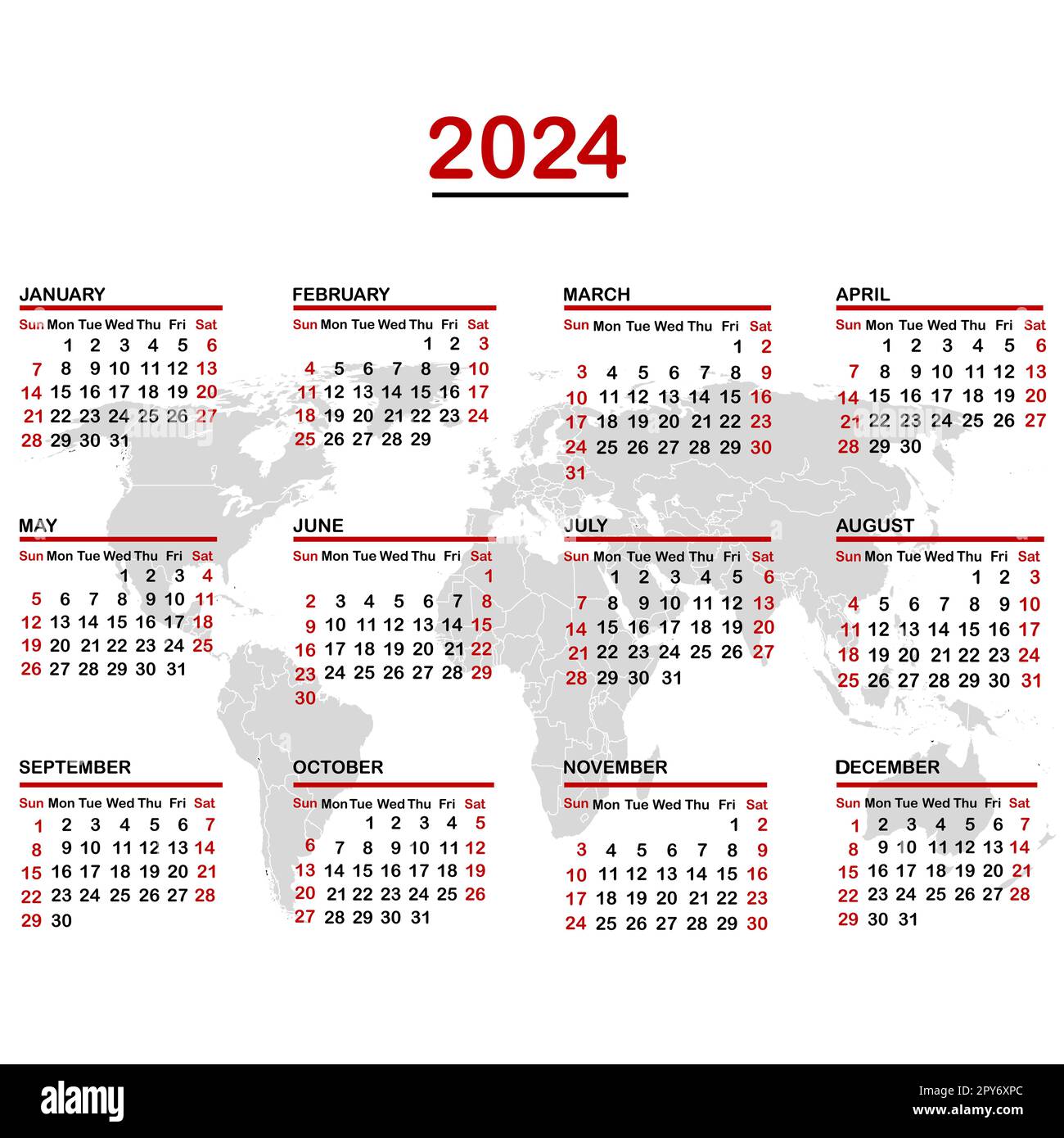 2024 calendario Imágenes recortadas de stock Alamy