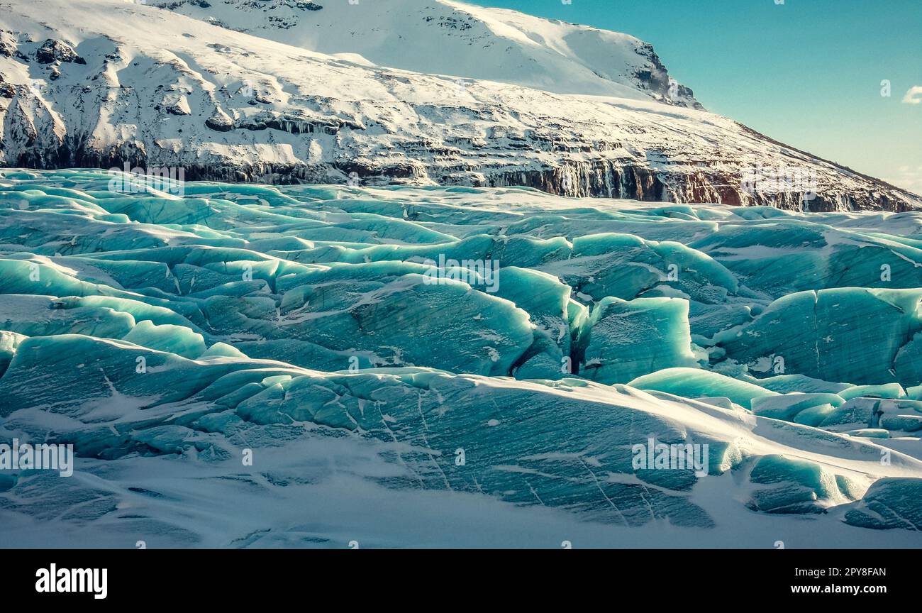 Ola de hielo de la foto de paisaje glaciar antiguo Foto de stock
