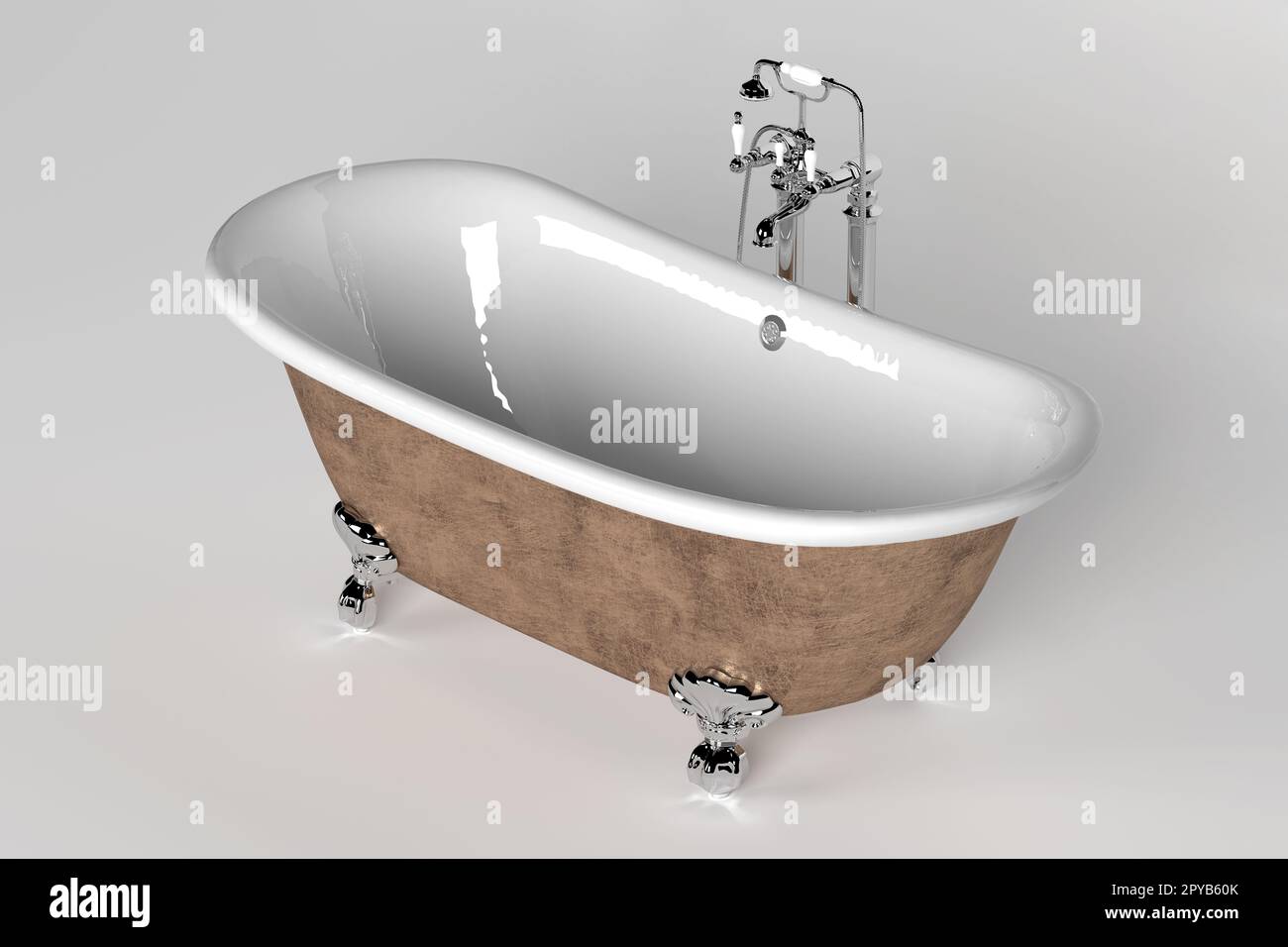 Bañera y grifo sobre fondo blanco Fotografía de stock - Alamy