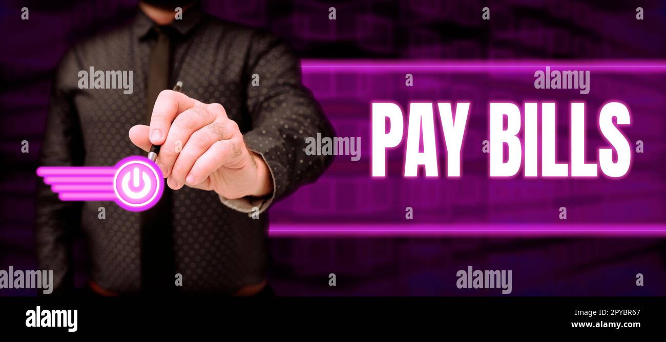 Inspiración mostrando signo Pay Bills. Concepto que significa la lista de gastos a pagar importe