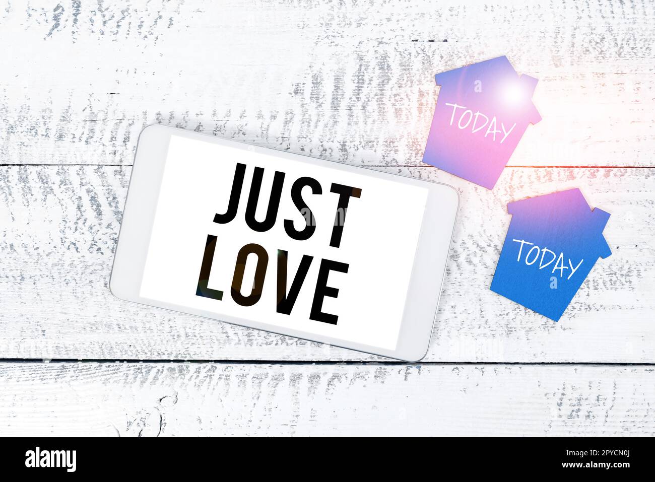 Text caption Presentando Just Love. Concepto que significa estar