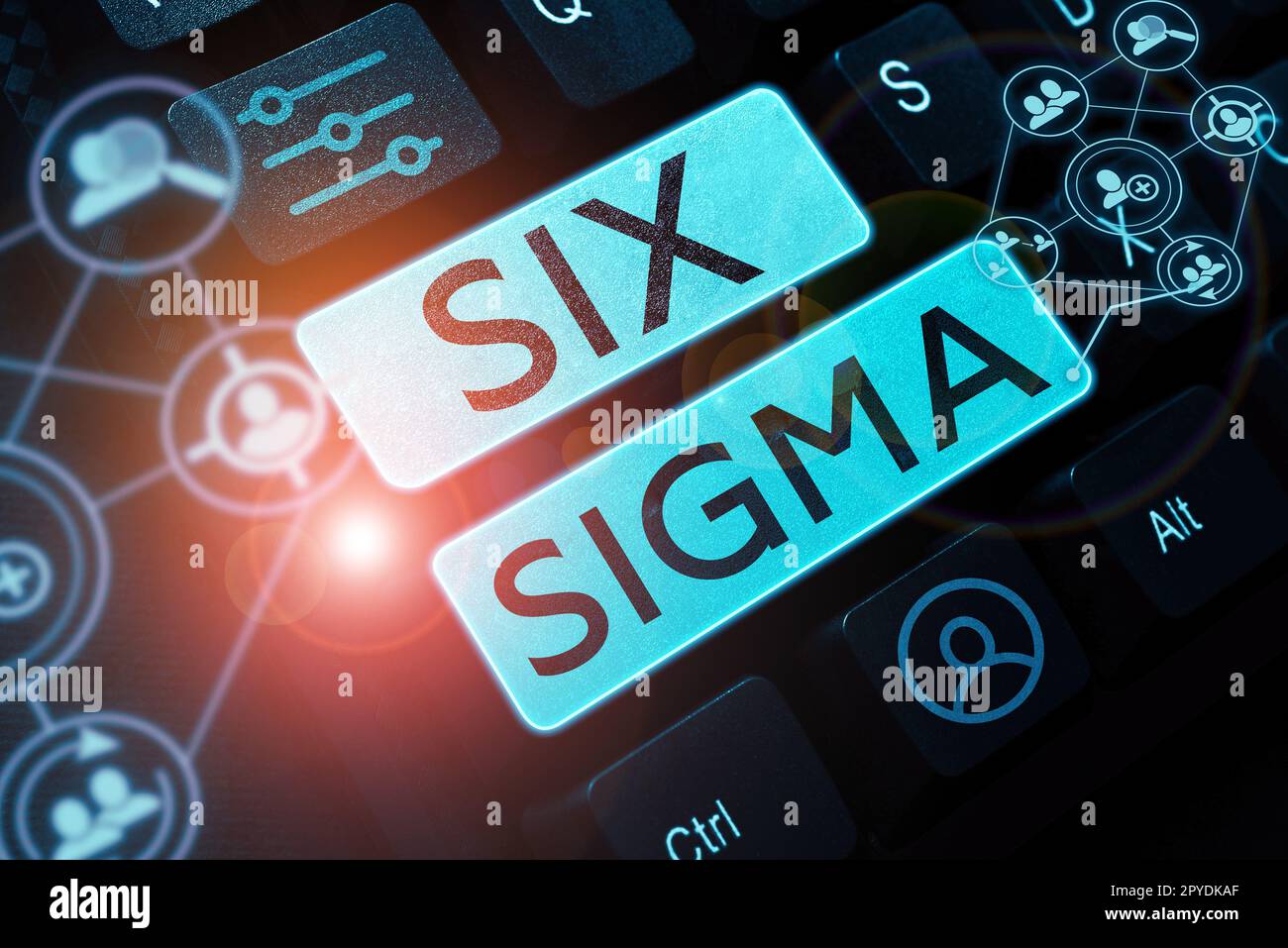 Título conceptual Six Sigma. Técnicas de gestión de escaparate de negocios para mejorar los procesos de negocio Foto de stock