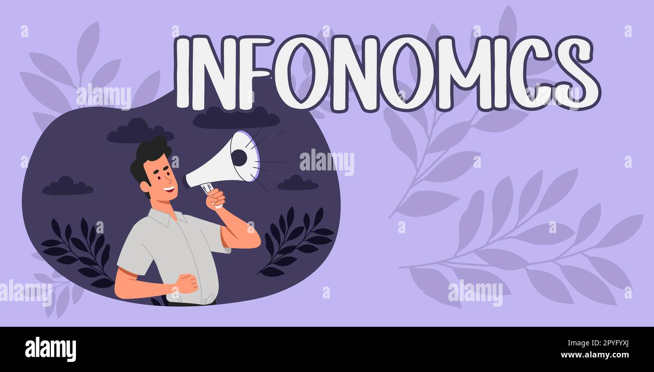 Signo de texto que muestra Infonomics. Imagen visual fotográfica conceptual utilizada para representar información o datos Foto de stock