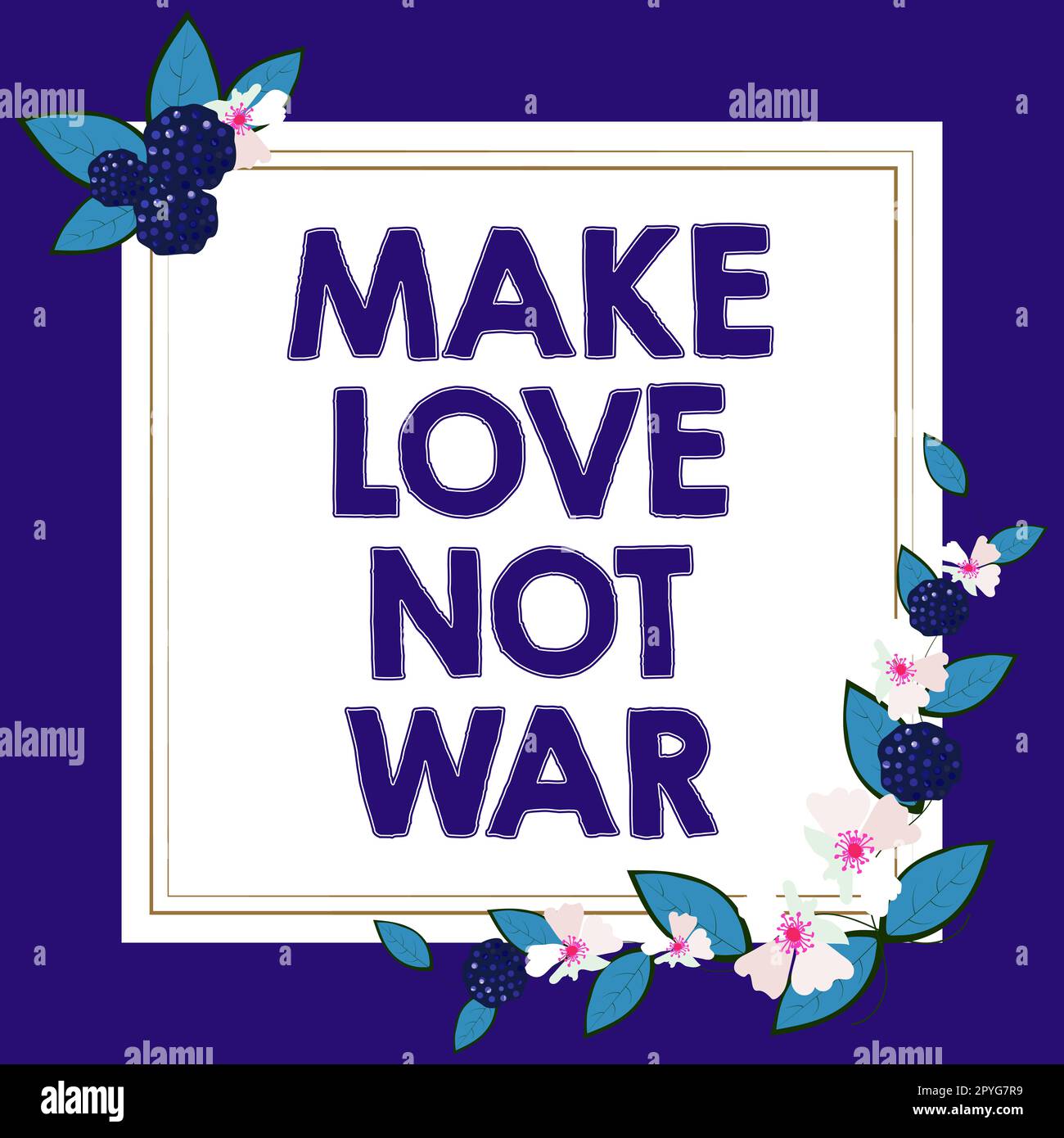 Texto caption Presentando Make Love Not War, concepto que significa Un