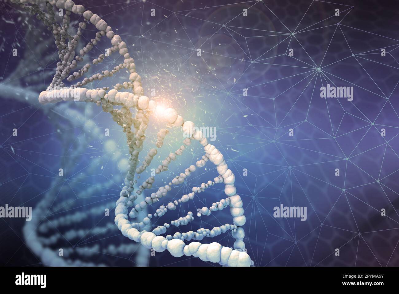 Estructura del ADN Ilustración digital en color de fondo. 3D renderizado Foto de stock