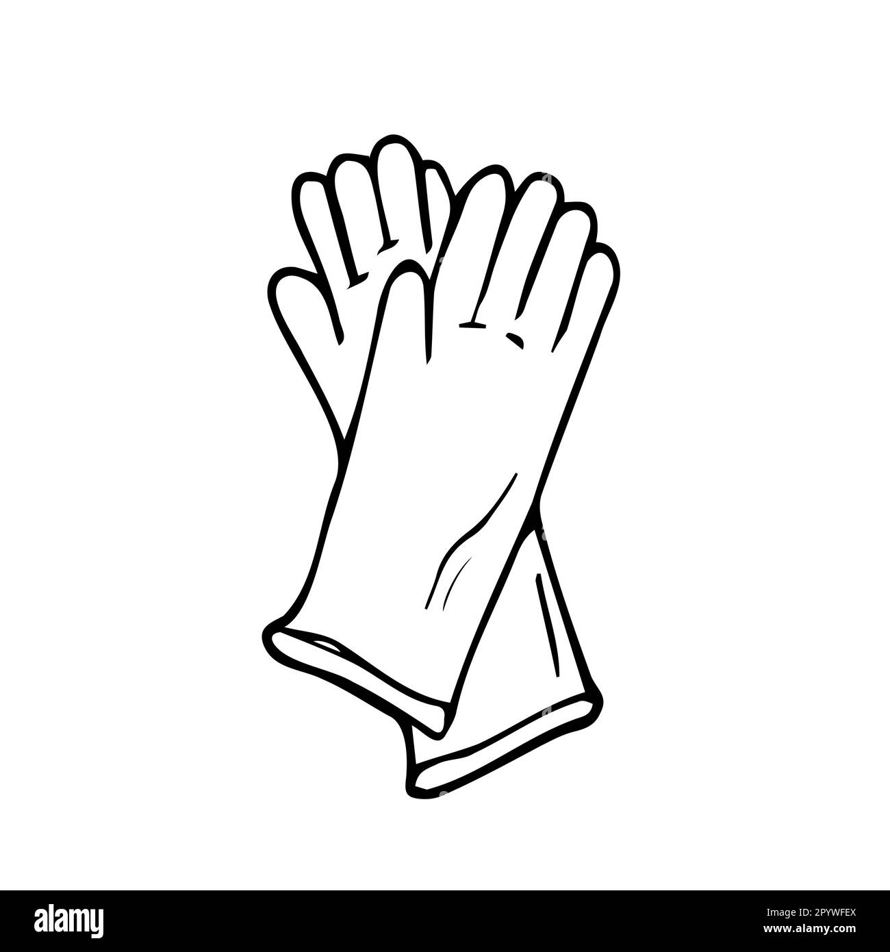 Icono de guantes de goma Doodle. Vector guantes esbozo. Aislado Ilustración del Vector