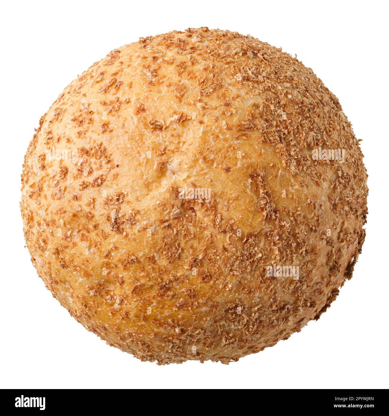Pan de trigo de salvado redondo casero tradicional, aislado sobre fondo blanco Foto de stock