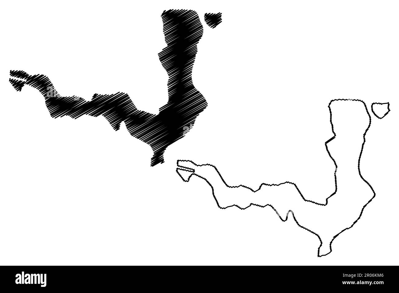 Lago Palic embalse (República de Serbia) mapa ilustración vectorial, dibujo garabato Palić, Palićko jezero o Palicsi-tó mapa Ilustración del Vector