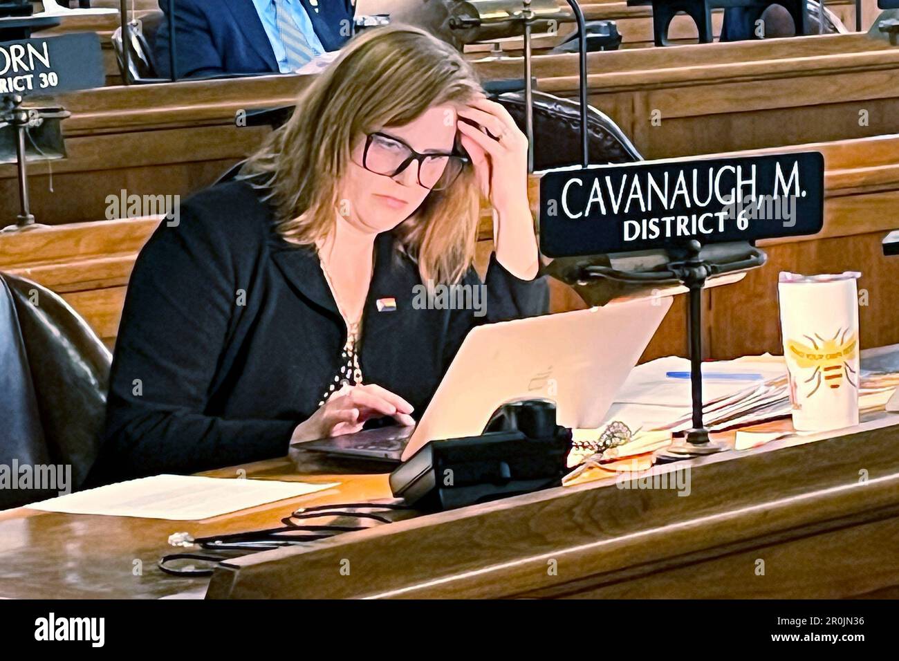 FILE Nebraska state Sen. Machaela Cavanaugh prepares to speak before