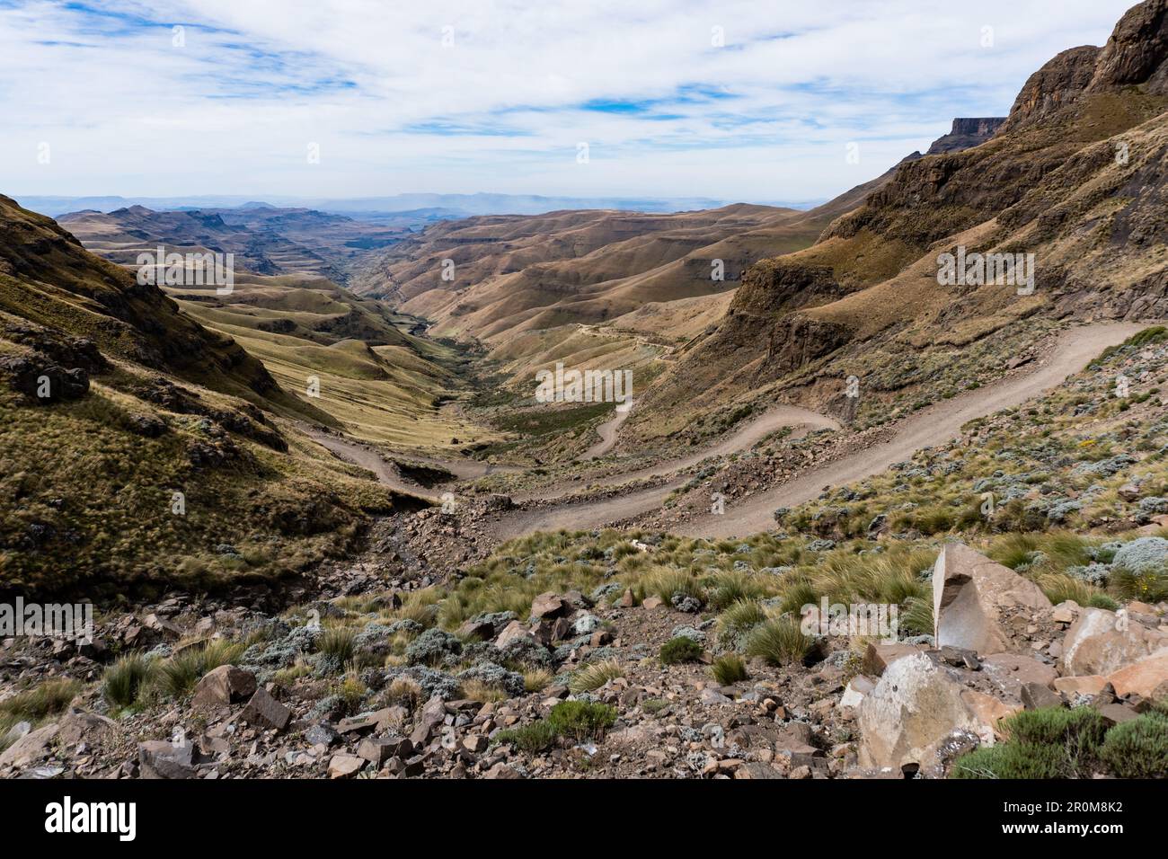Sani Pass desde Sudáfrica a Lesotho Foto de stock