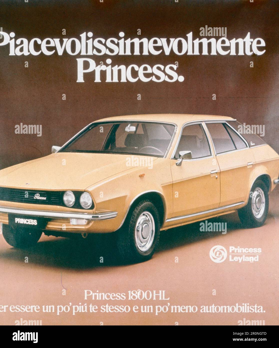 Cartel publicitario del coche Leyland Princess, Italia 1970s Foto de stock
