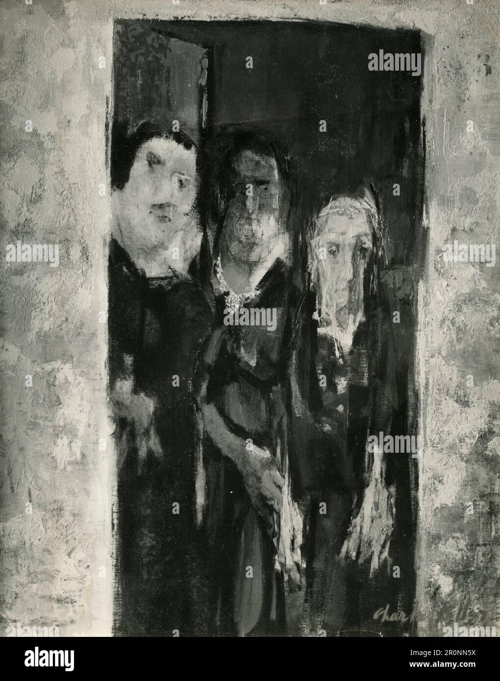 Los supervivientes, pintura de artista no identificado, 1964 Foto de stock