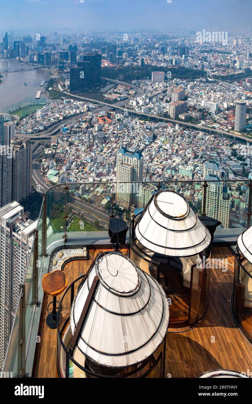 Vista aérea desde la plataforma de observación Landmark 81, Ciudad Ho Chi Minh, Vietnam Foto de stock