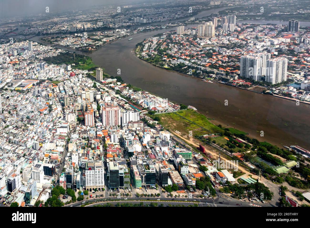 Vista aérea desde la plataforma de observación Landmark 81, Ciudad Ho Chi Minh, Vietnam Foto de stock