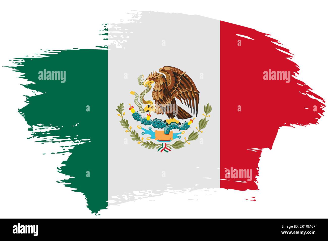 México pincel trazo bandera vector de fondo. Dibujado a mano grunge