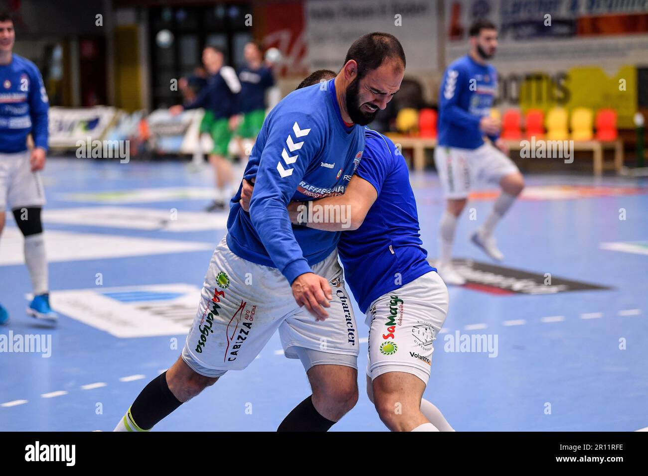 Brixen, Italia. 10th de mayo de 2023. Damir Halilkovic de Raimond  SassariBrixen Balonmano - Raimond Balonmano Sassari FIGH Serie A Mascile  2022-2023 Semifinale Playoff Gara3 Bressanone, 10/05/2023 Foto de Luigi  Canu durante