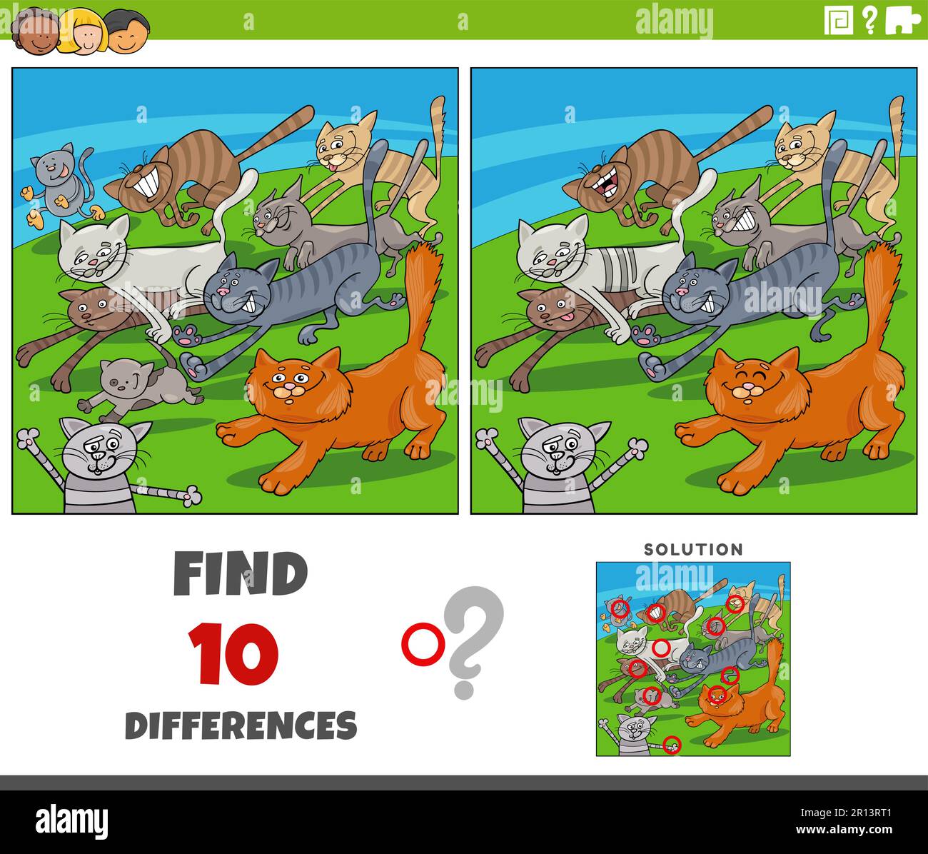 Ilustración de dibujos animados de encontrar las diferencias entre