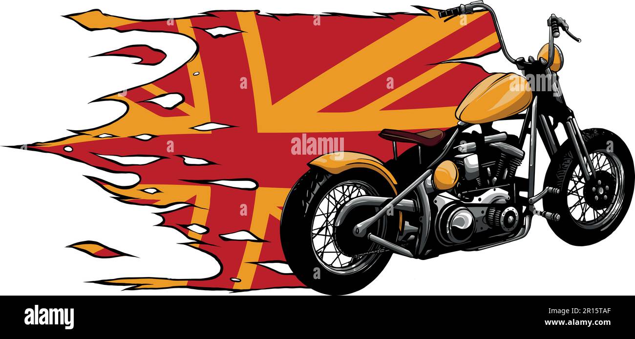 Ilustración vectorial de motocicleta de color con reino unido Ilustración del Vector