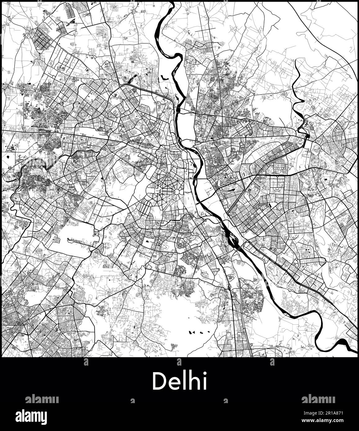 Mapa de la ciudad Asia India Delhi ilustración vectorial Ilustración del Vector