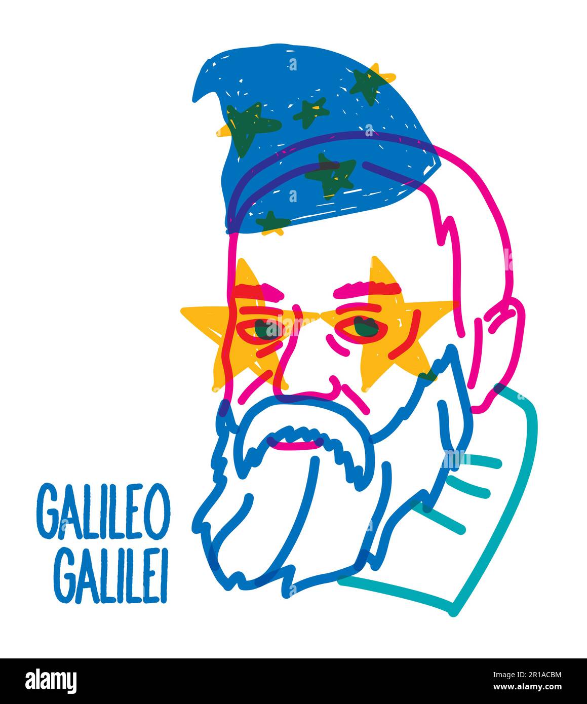Galileo Galilei vector croquis retrato aislado Ilustración del Vector