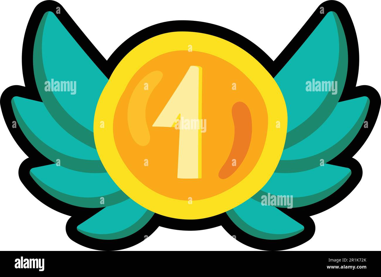 Ganador premio ilustración de color de dibujos animados. Número uno