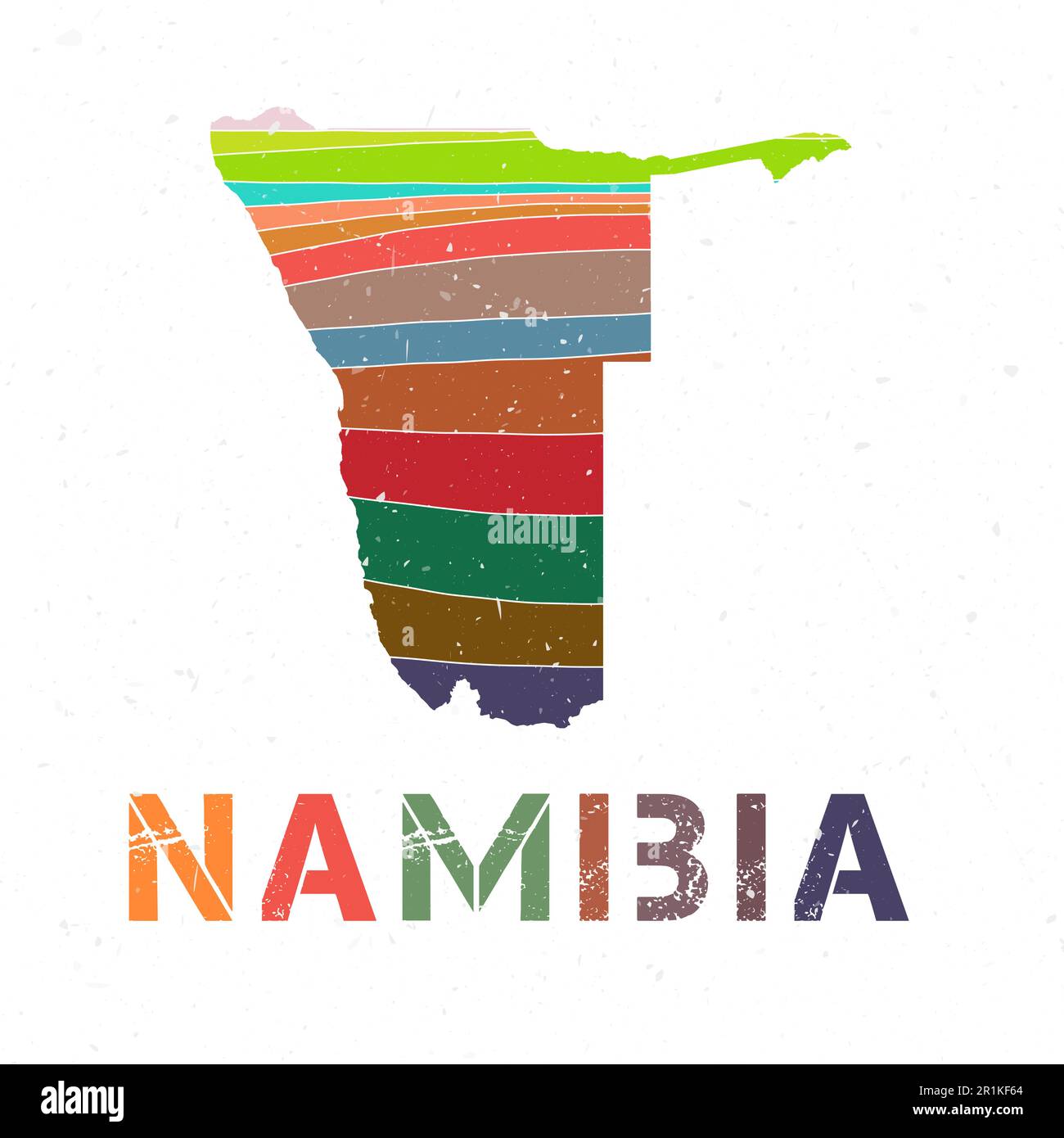 Diseño De Mapa De Namibia Forma Del País Con Hermosas Ondas Geométricas Y Textura Grunge 