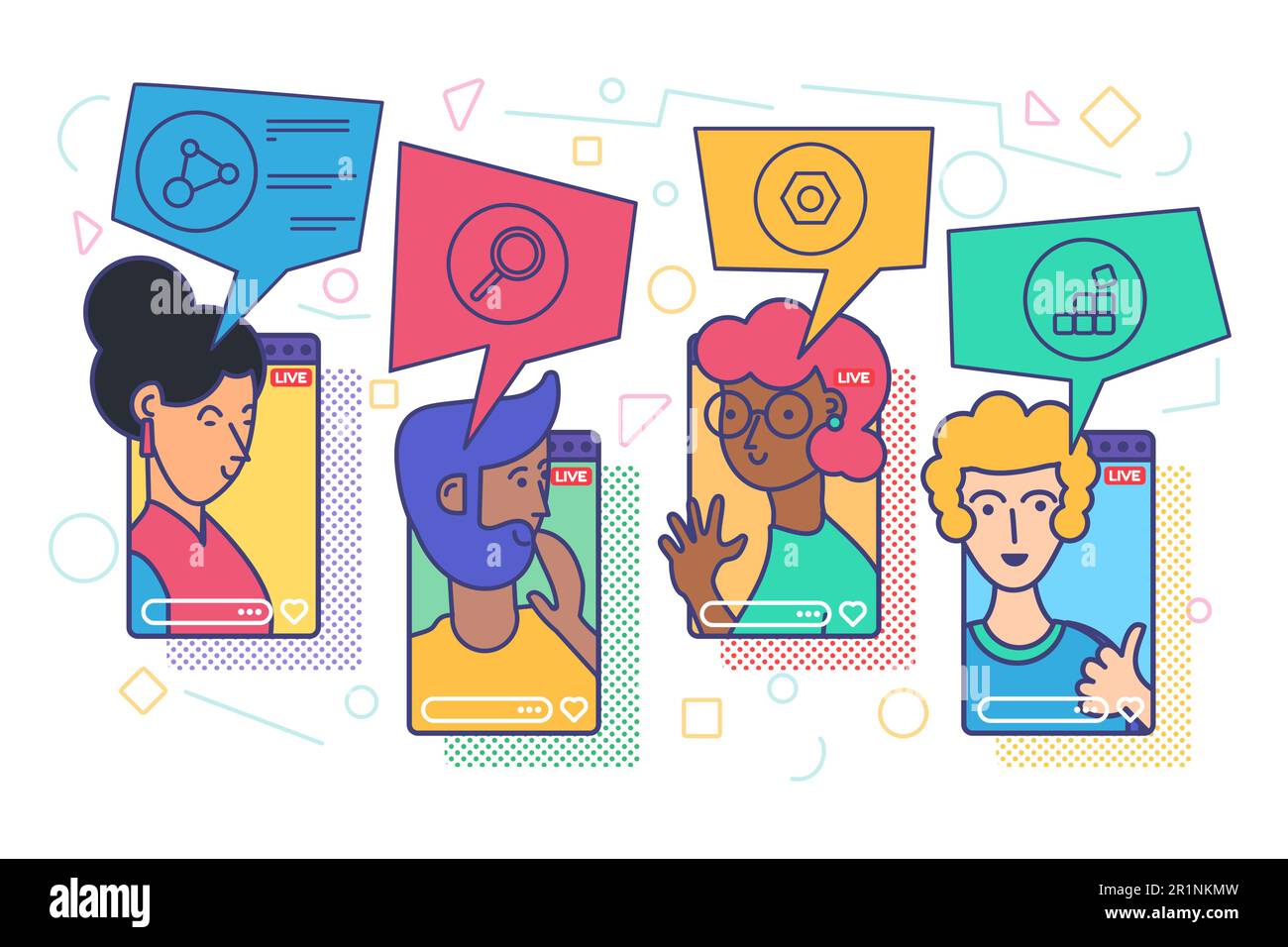 Vloggers live stream concepto ilustración vectorial. Idea de