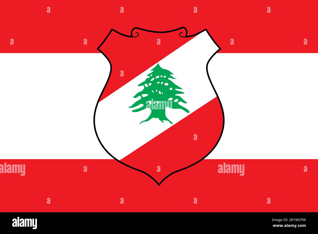 La bandera actual oficial de la República del Líbano. La bandera nacional  de la República del Líbano. Ilustración Fotografía de stock - Alamy