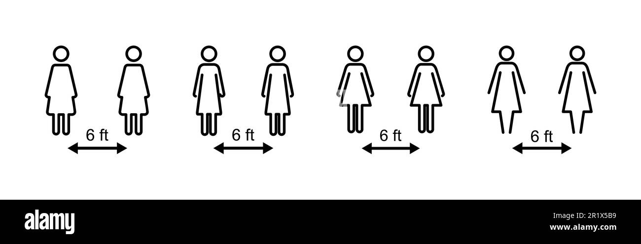 Icono de distanciamiento social. icono de distancia social. señal de cuarentena automática Ilustración del Vector