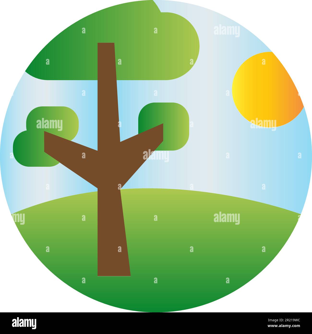 Bosque de madera y valle campo vector de tierra. El árbol de la hoja