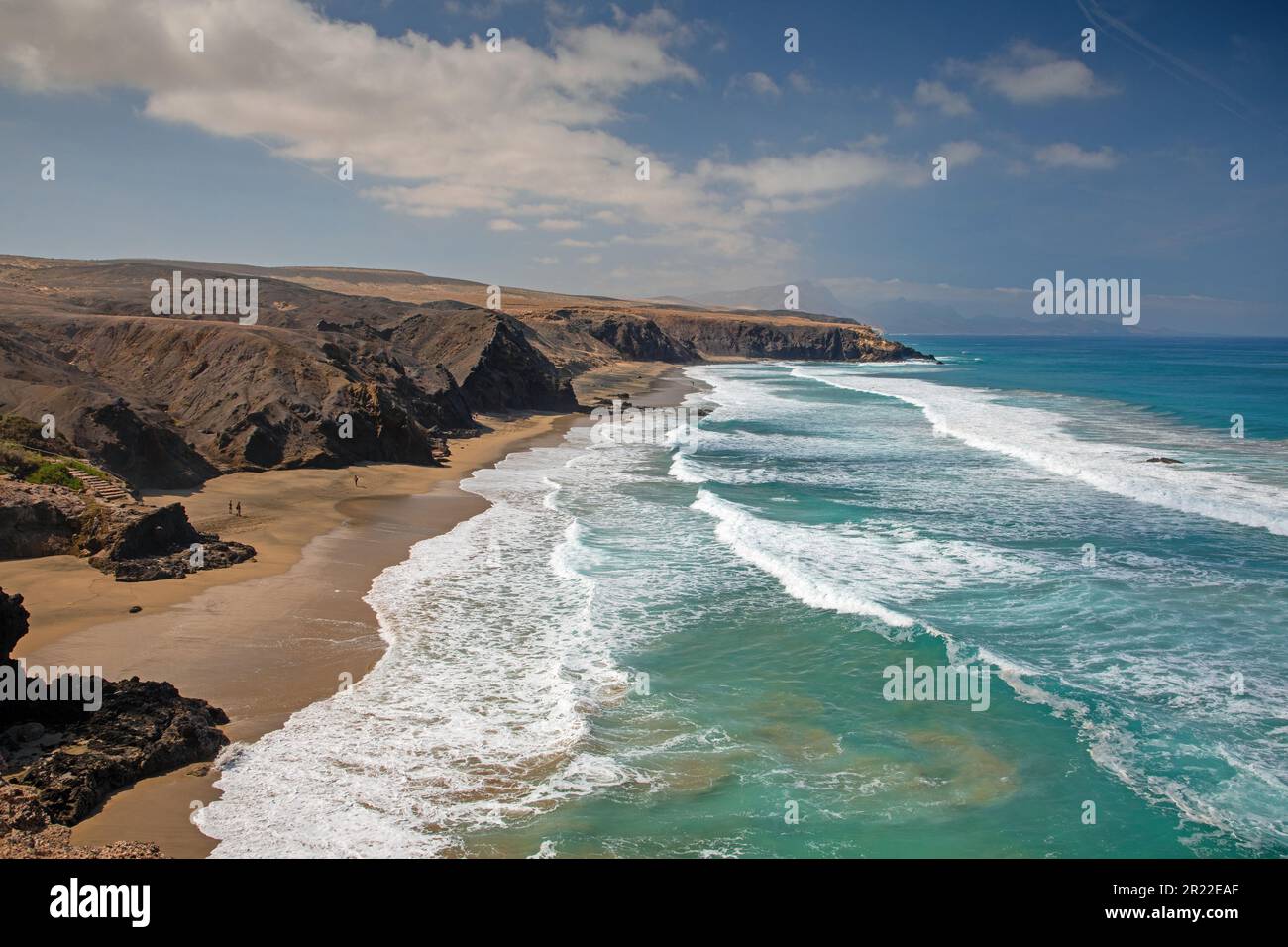 Playa del Viejo Rey en la costa oeste, Islas Canarias, Fuerteventura, La Pared Foto de stock