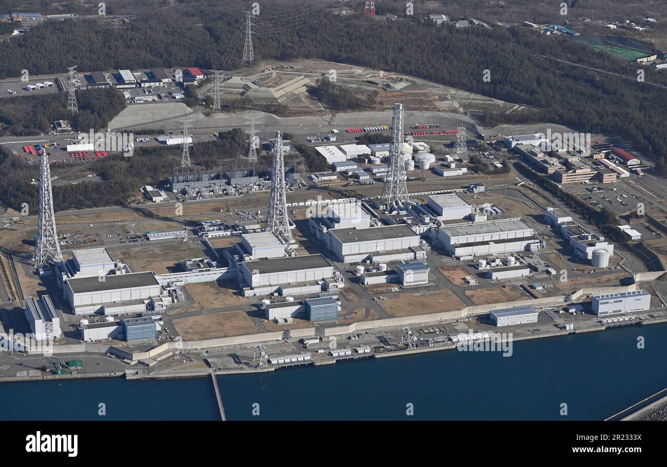 An aerial photo shows Tokyo Electric Power Co.'s KashiwazakiKariwa nuclear power plant in