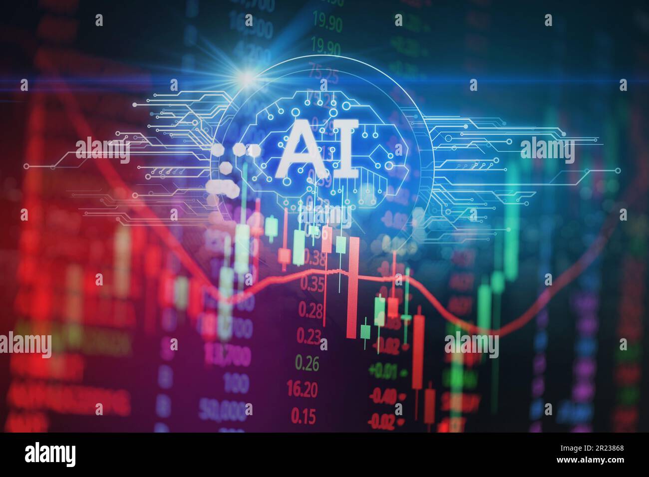 AI gráfico de mercado de valores análisis de trading inversión financiera, bolsa de valores gráfico de divisas financiero gráfico de mercado de valores gráfico de crisis de negocios crecimiento Foto de stock