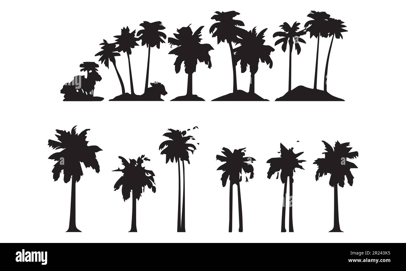 Silueta bomba árbol vector ilustración conjunto Imagen Vector de stock