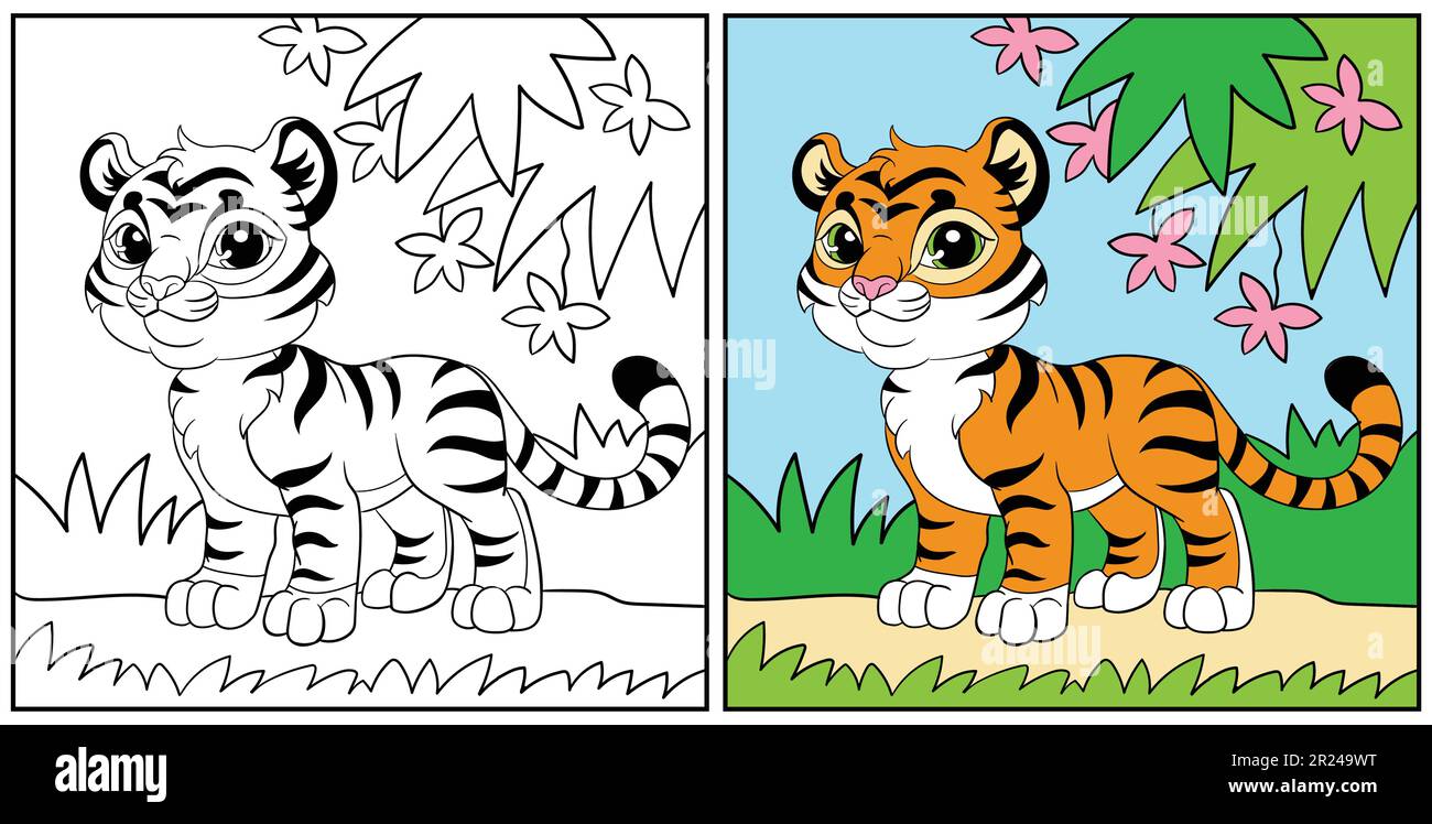 tigre de dibujos animados para colorear