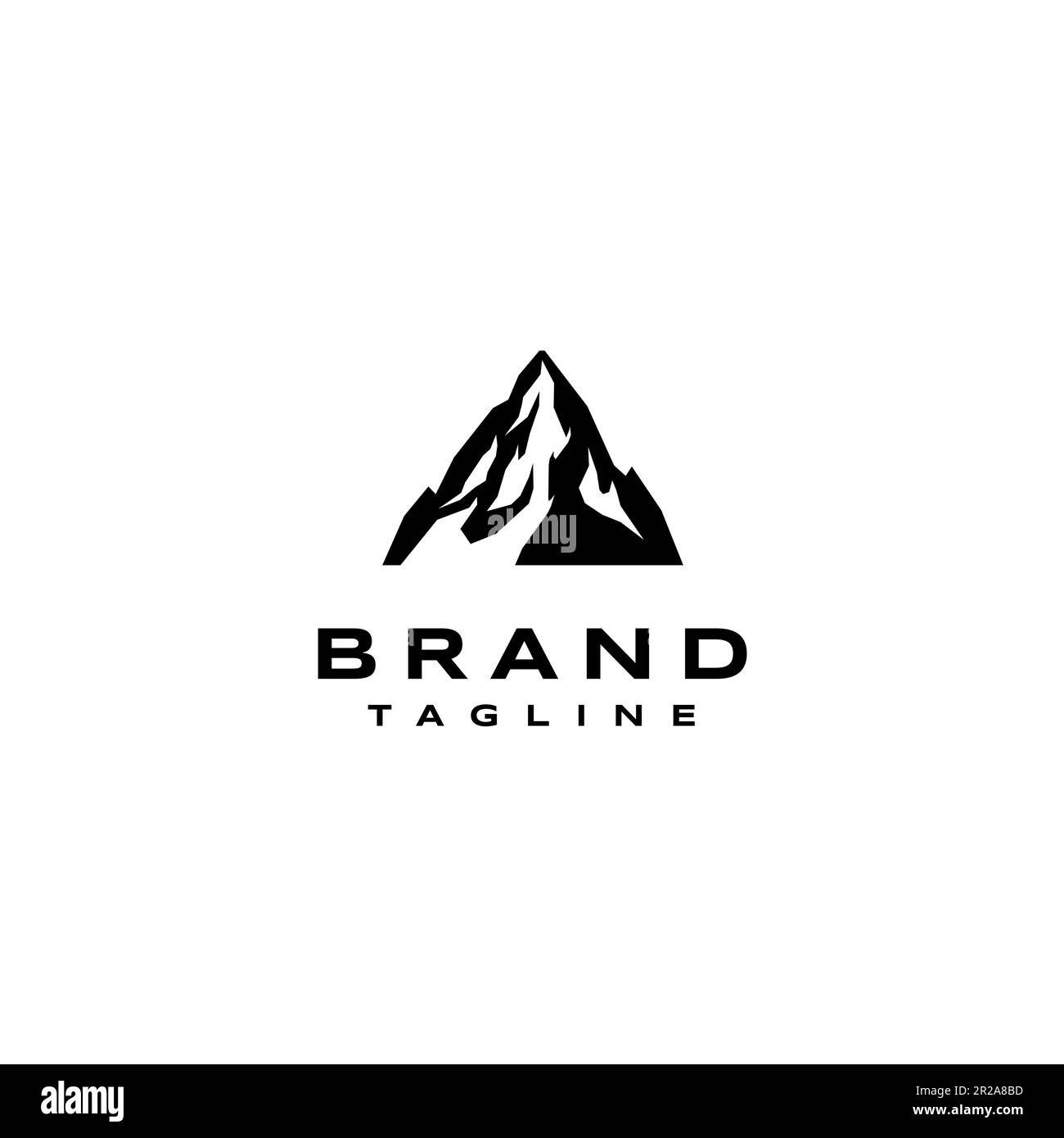La silueta de pico de diseño de logotipo de montaña. Diseño de logo sobre Wild Adventure que genera adrenalina ilustrado con Brave and Challenging Mount. Ilustración del Vector