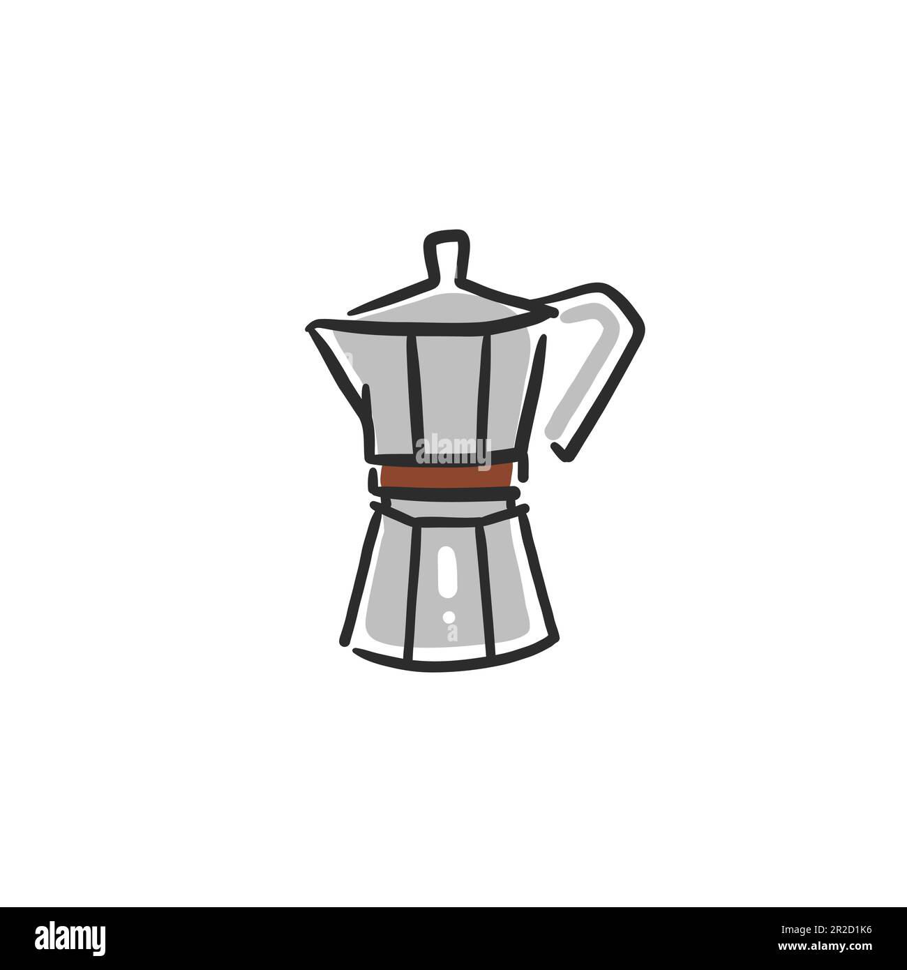 Cafetera Retro Máquina Café Vintage Dibujo Animado Doodle Vector